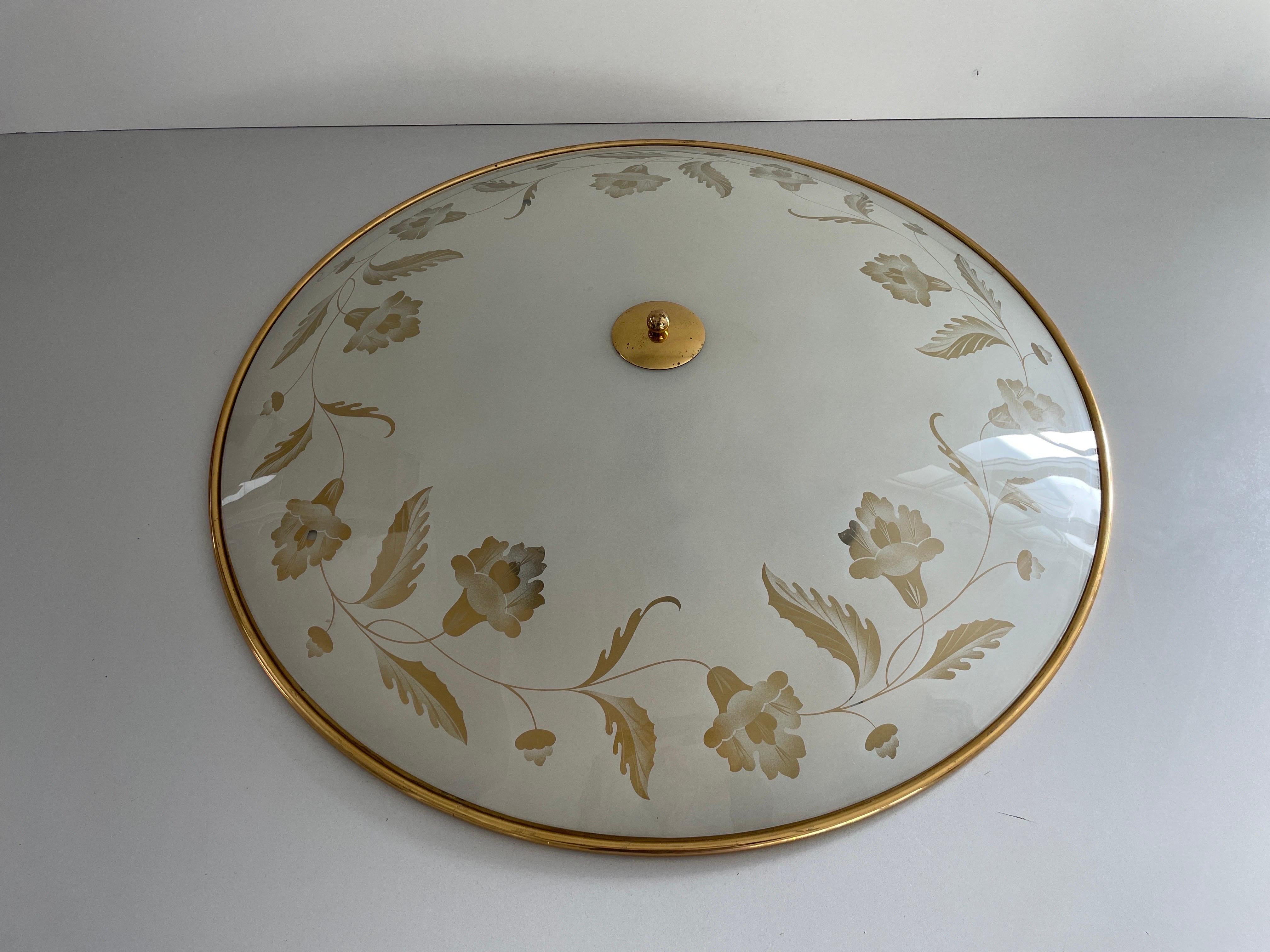 Casino-Deckenleuchte aus Glas und Messing mit 80 cm Durchmesser, 1960er Jahre, Italien (Mitte des 20. Jahrhunderts) im Angebot