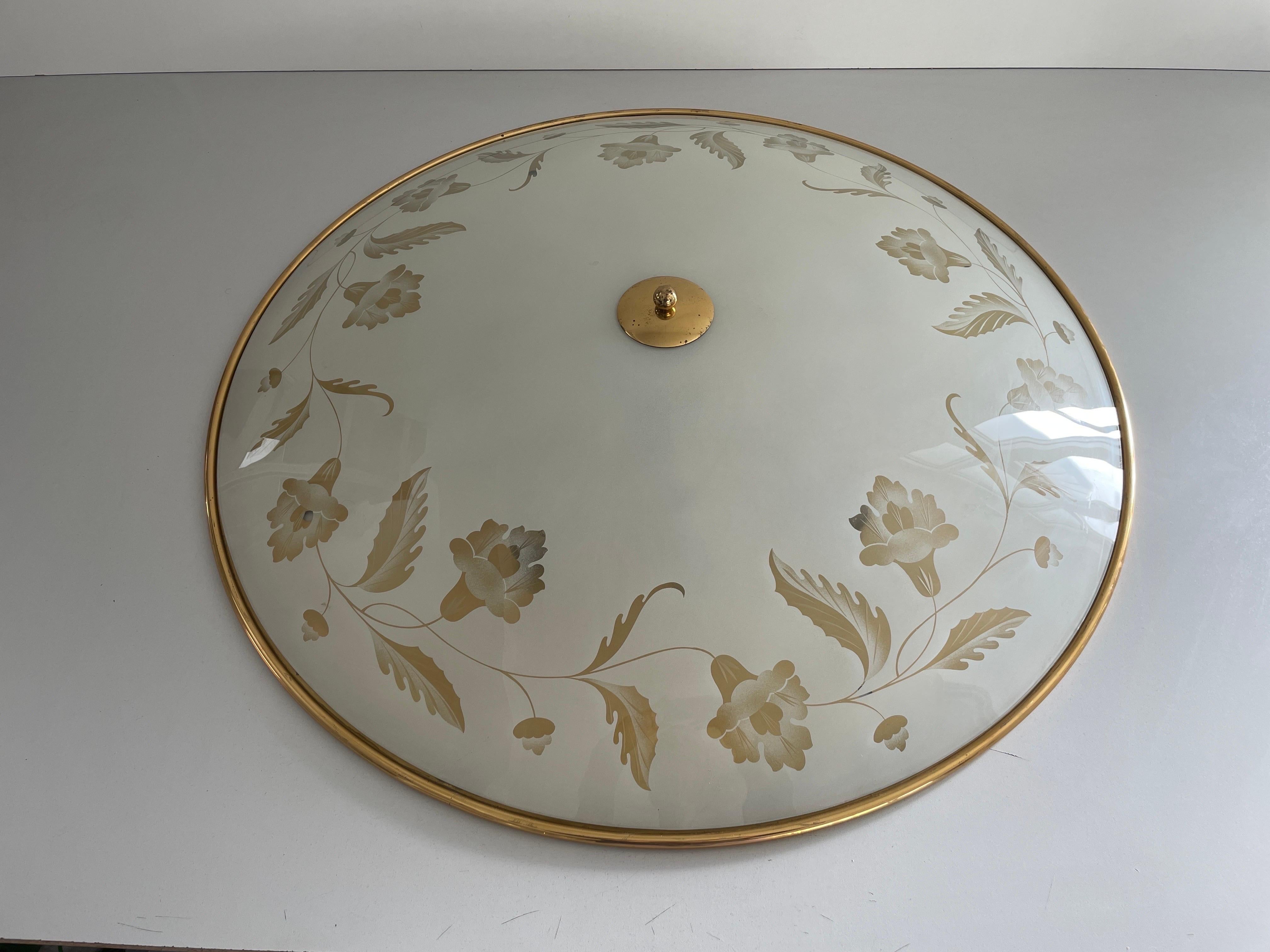 Casino-Deckenleuchte aus Glas und Messing mit 80 cm Durchmesser, 1960er Jahre, Italien im Angebot 1