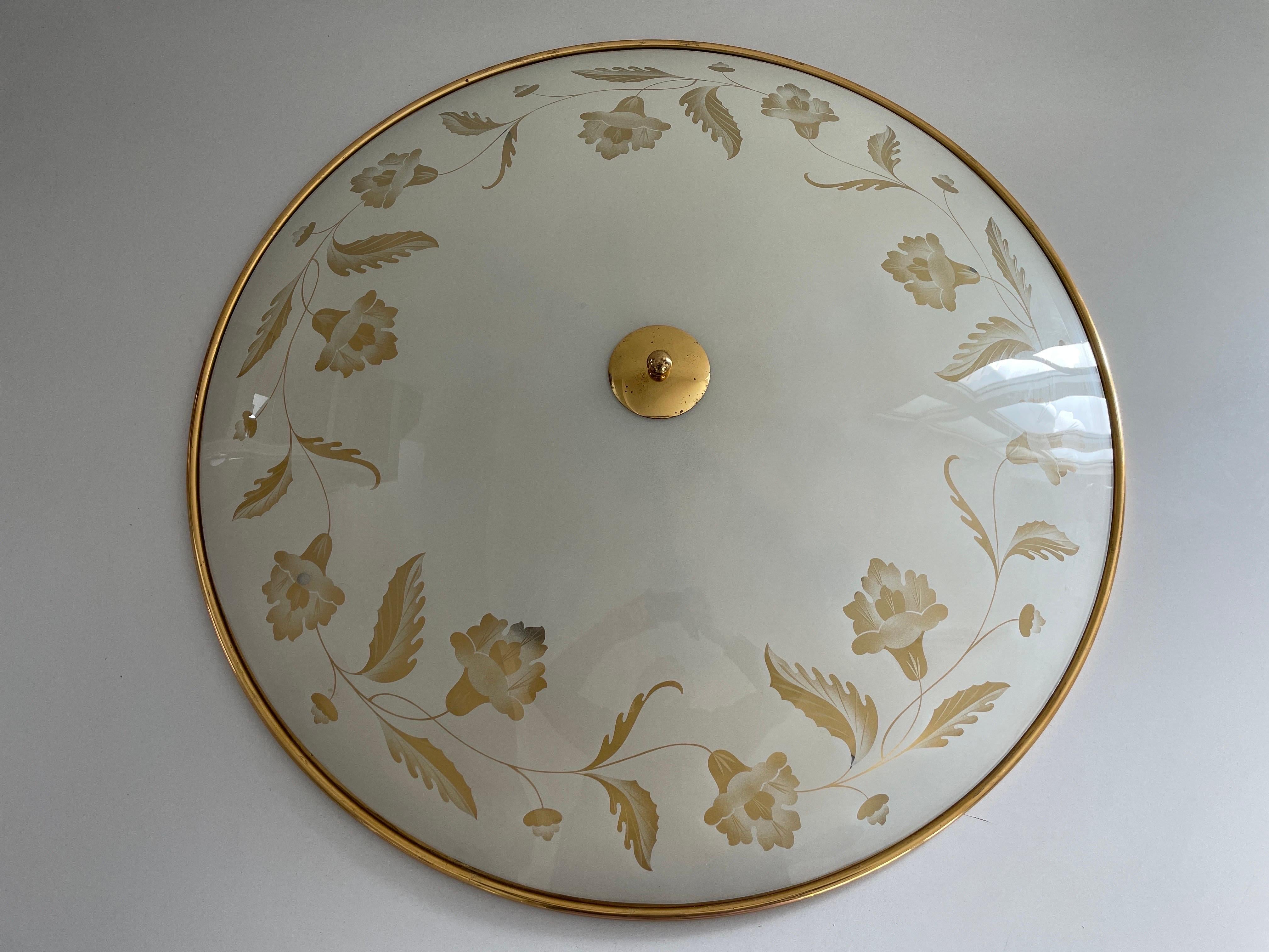 Casino-Deckenleuchte aus Glas und Messing mit 80 cm Durchmesser, 1960er Jahre, Italien im Angebot 2
