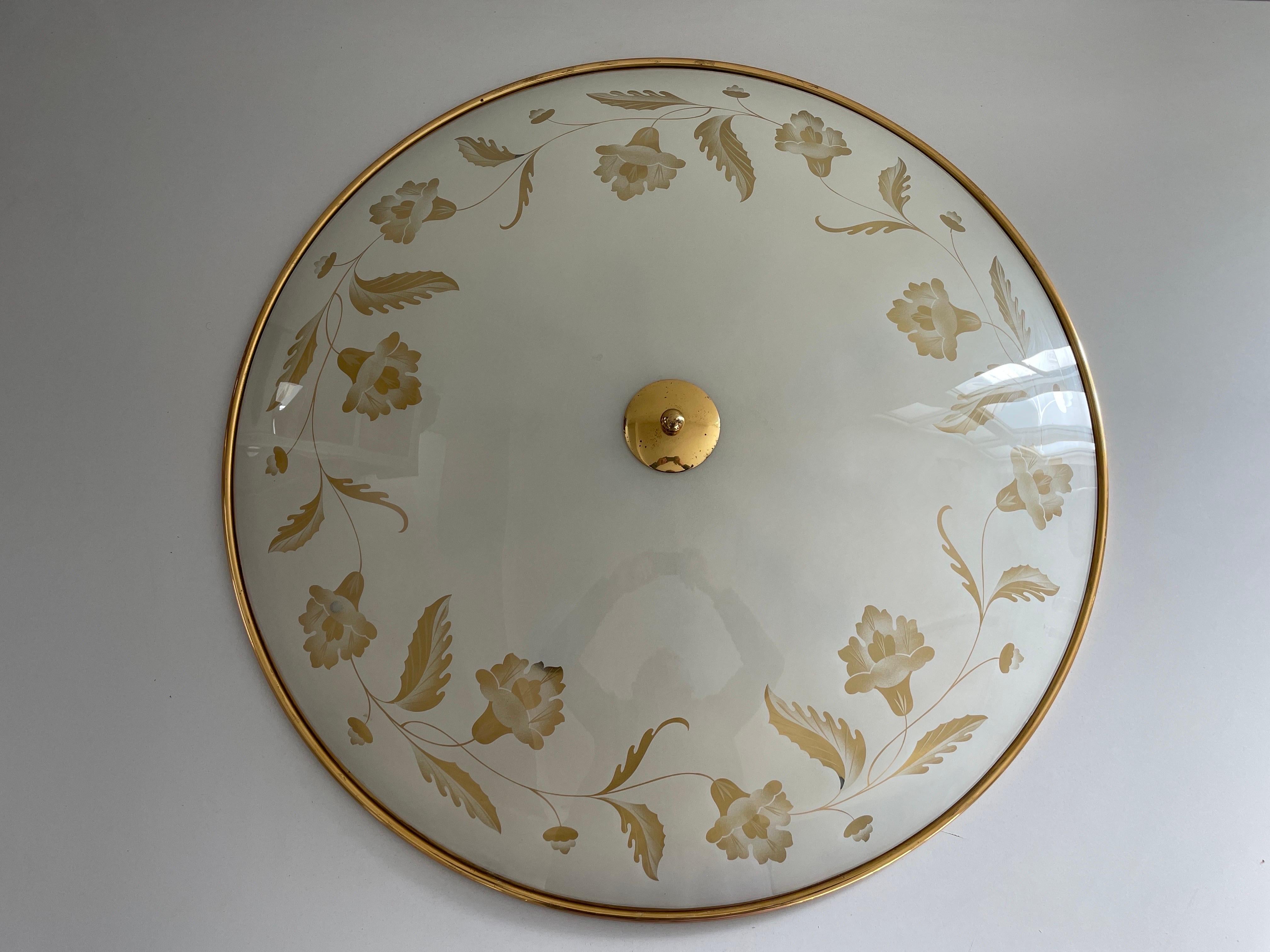 Casino-Deckenleuchte aus Glas und Messing mit 80 cm Durchmesser, 1960er Jahre, Italien im Angebot 3
