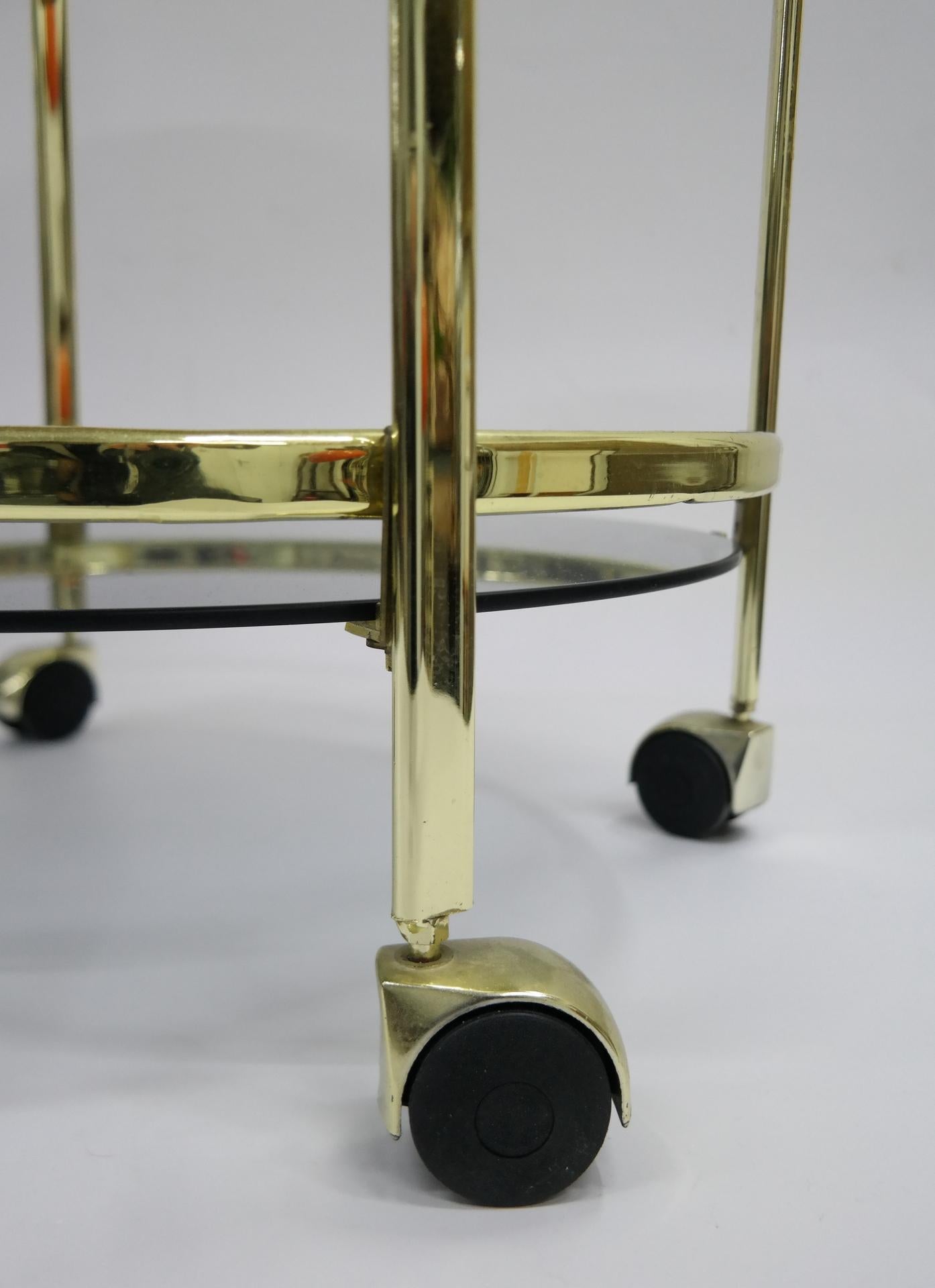 Glass and Brass Bar Cart, 1980s In Good Condition In Budapest, HU