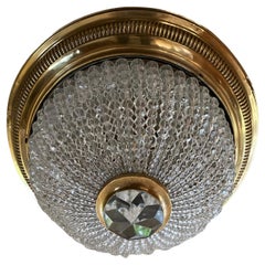Antique Glass and Brass Beaded Dome Light Fixture
