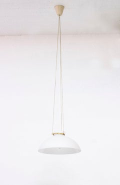 Glass and brass ceiling pendant by Alf Svensson for Bergboms, Sweden, 1950s
