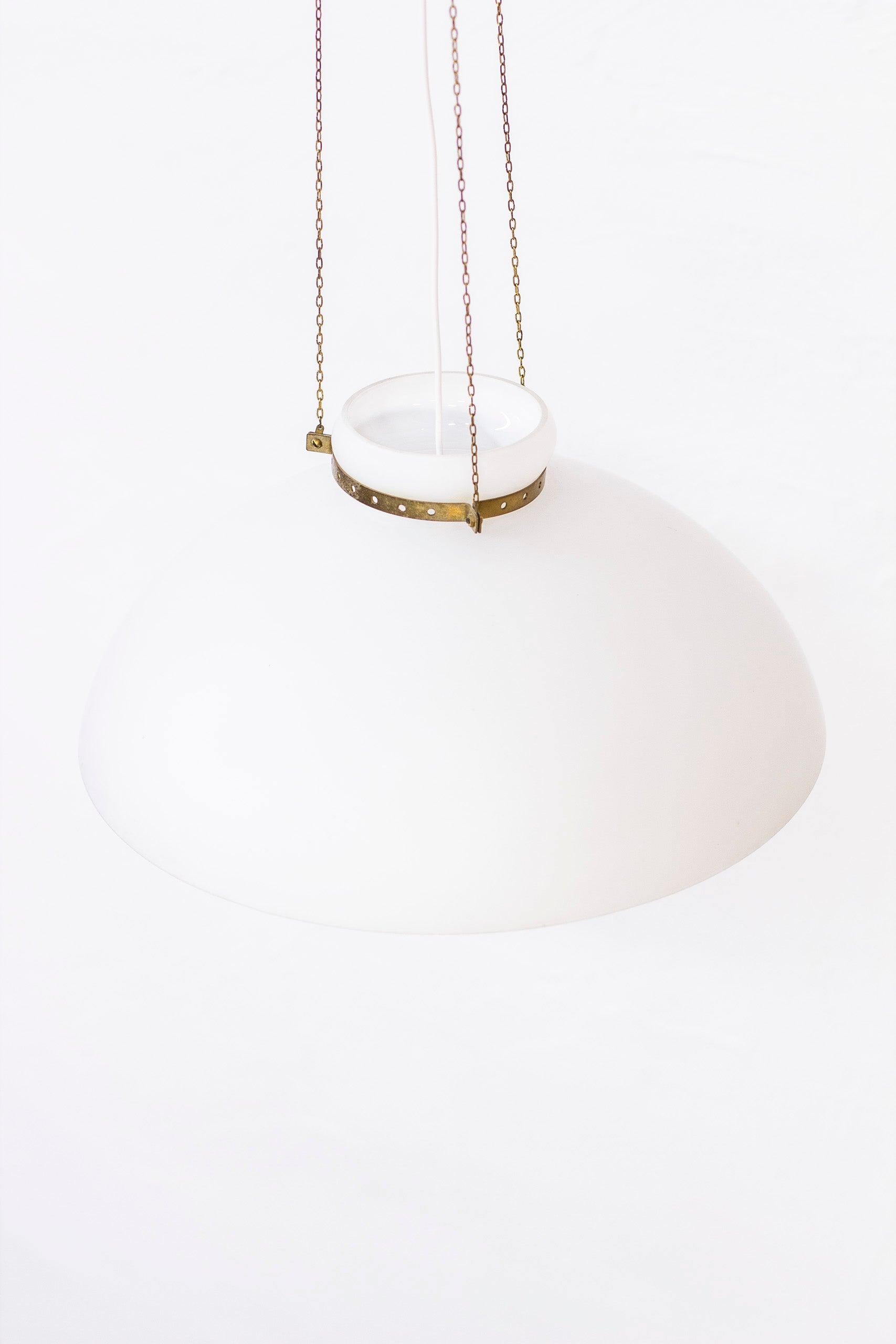 Swedish Glass and brass ceiling pendant by Alf Svensson for Bergboms, Sweden, 1950s For Sale