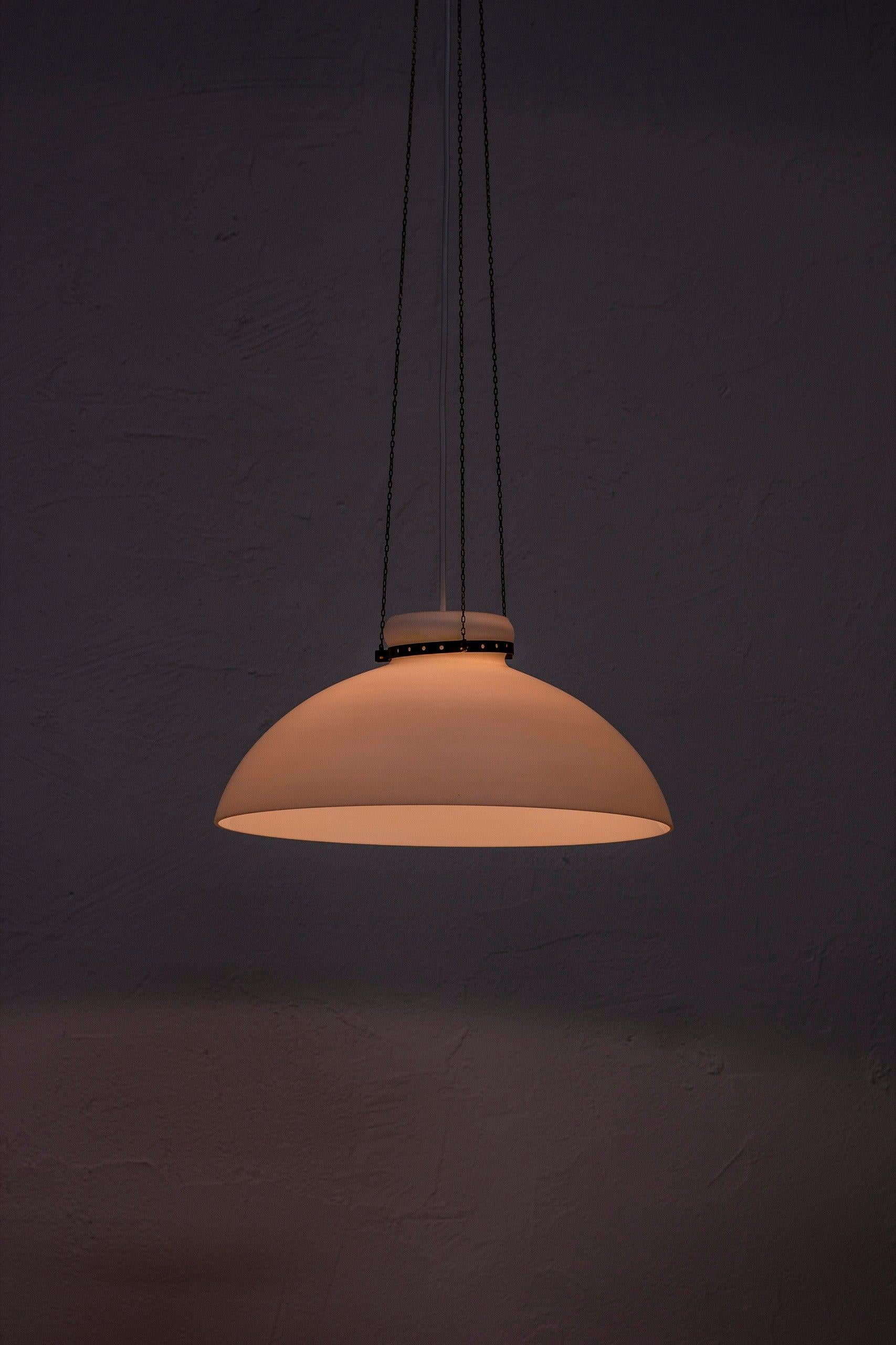 Glass and brass ceiling pendant by Alf Svensson for Bergboms, Sweden, 1950s For Sale 2