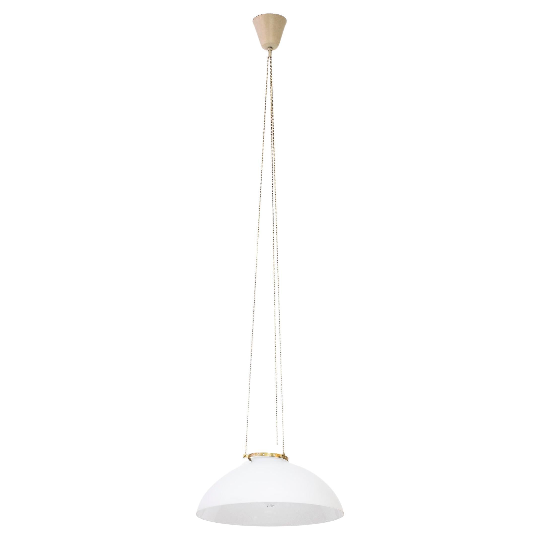 Glass and brass ceiling pendant by Alf Svensson for Bergboms, Sweden, 1950s