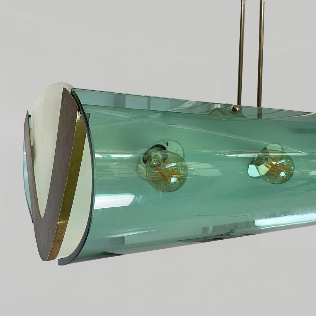 Glass and brass chandelier 2296 by Max Ingrand for Fontana Arte, 1950s in vendita 4