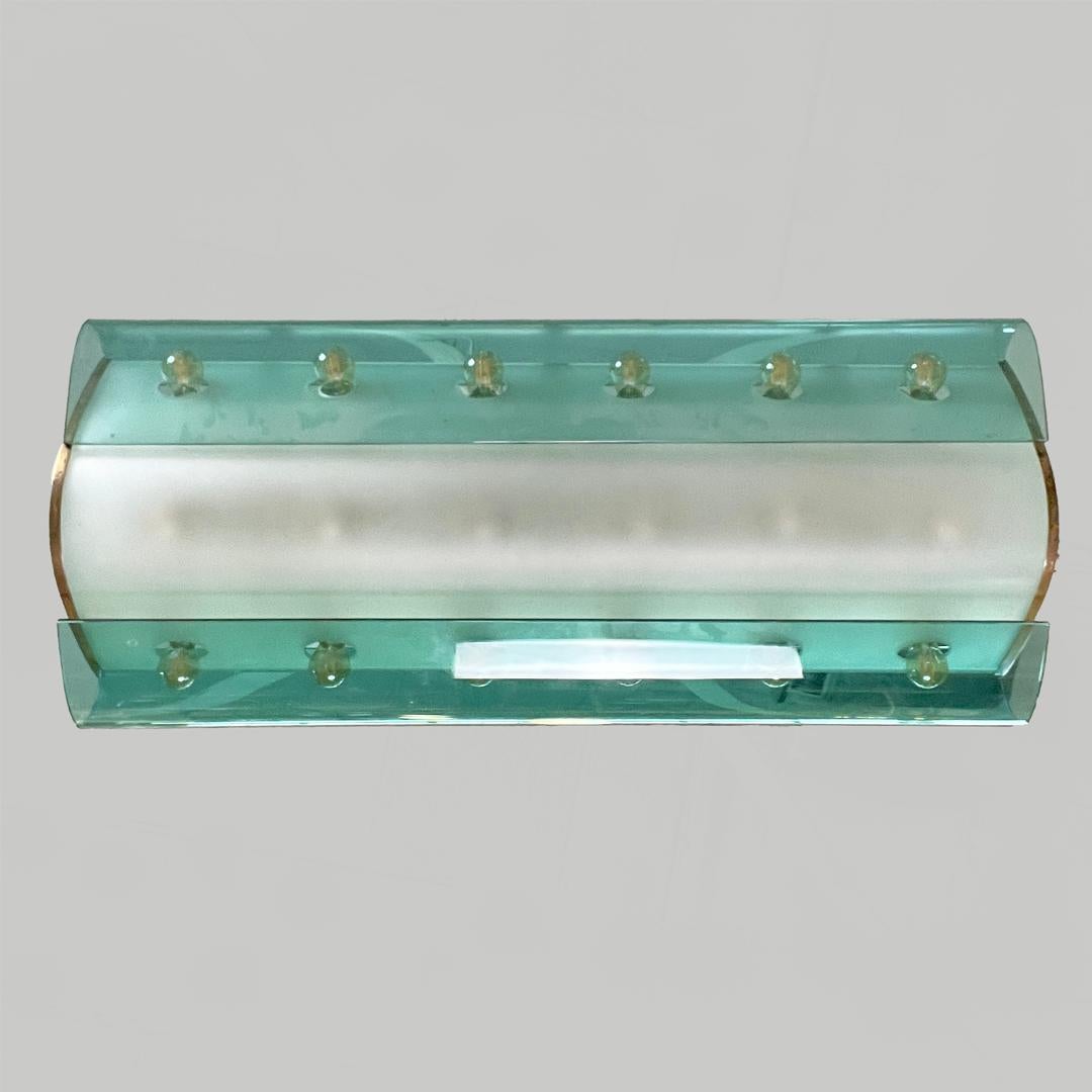 Glass and brass chandelier 2296 by Max Ingrand for Fontana Arte, 1950s in vendita 5