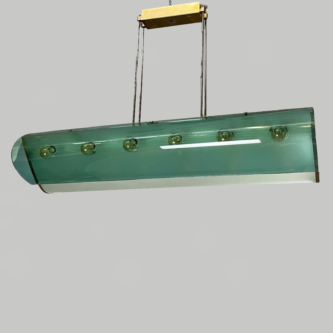 Italian Glass and brass chandelier 2296 by Max Ingrand for Fontana Arte, 1950s in vendita
