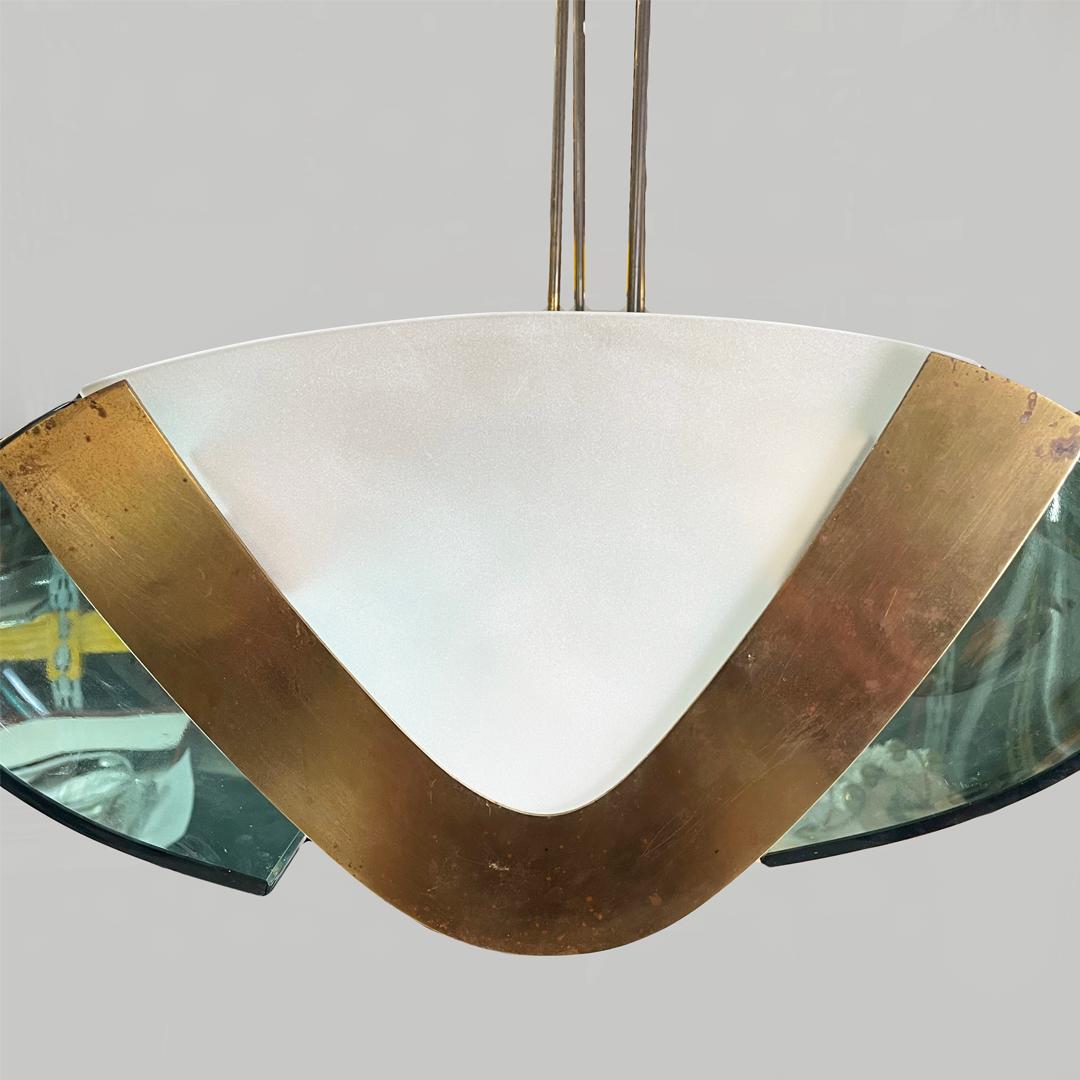 Glass and brass chandelier 2296 by Max Ingrand for Fontana Arte, 1950s in vendita 2