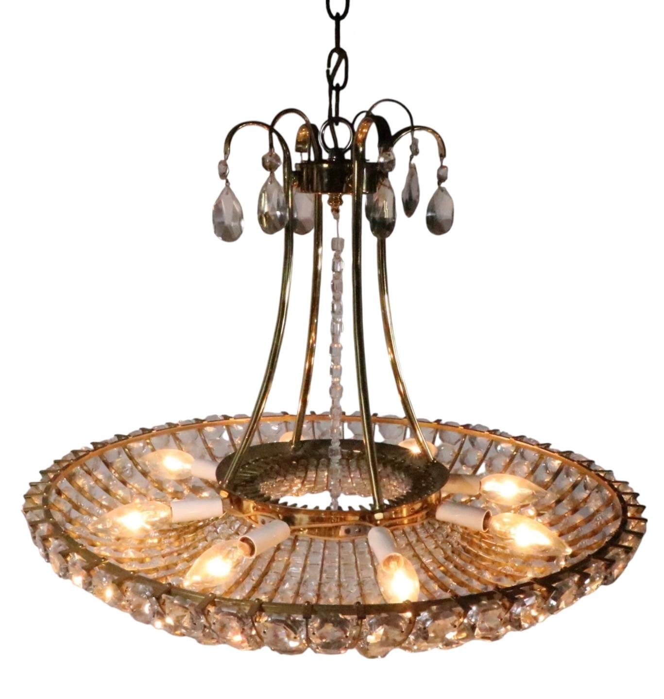 Lustre en verre et laiton attribué à A.I.L.C. c. 1960's en vente 1
