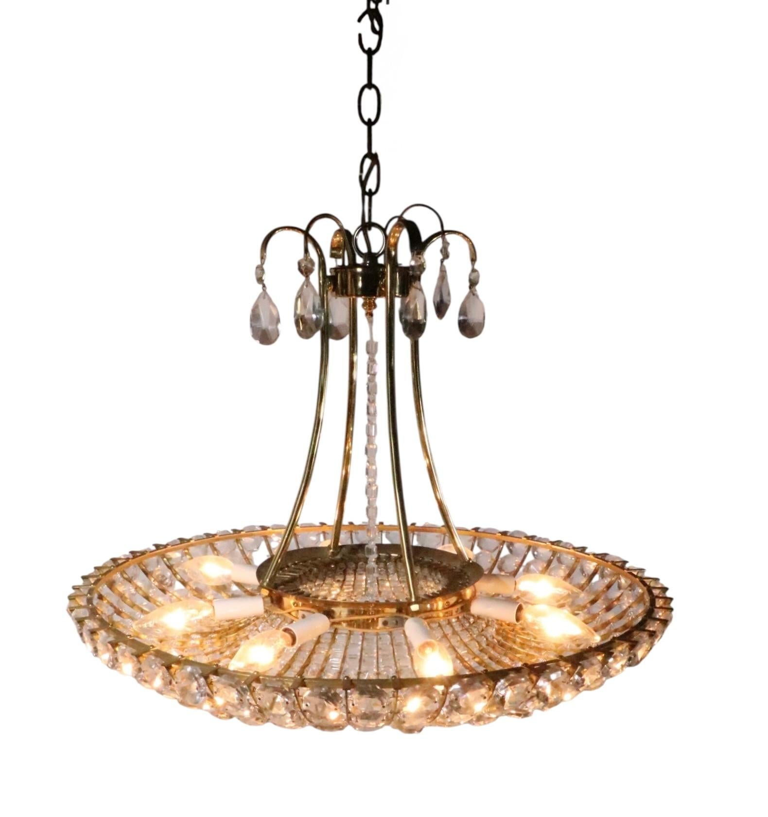 Lustre en verre et laiton attribué à A.I.L.C. c. 1960's en vente 2