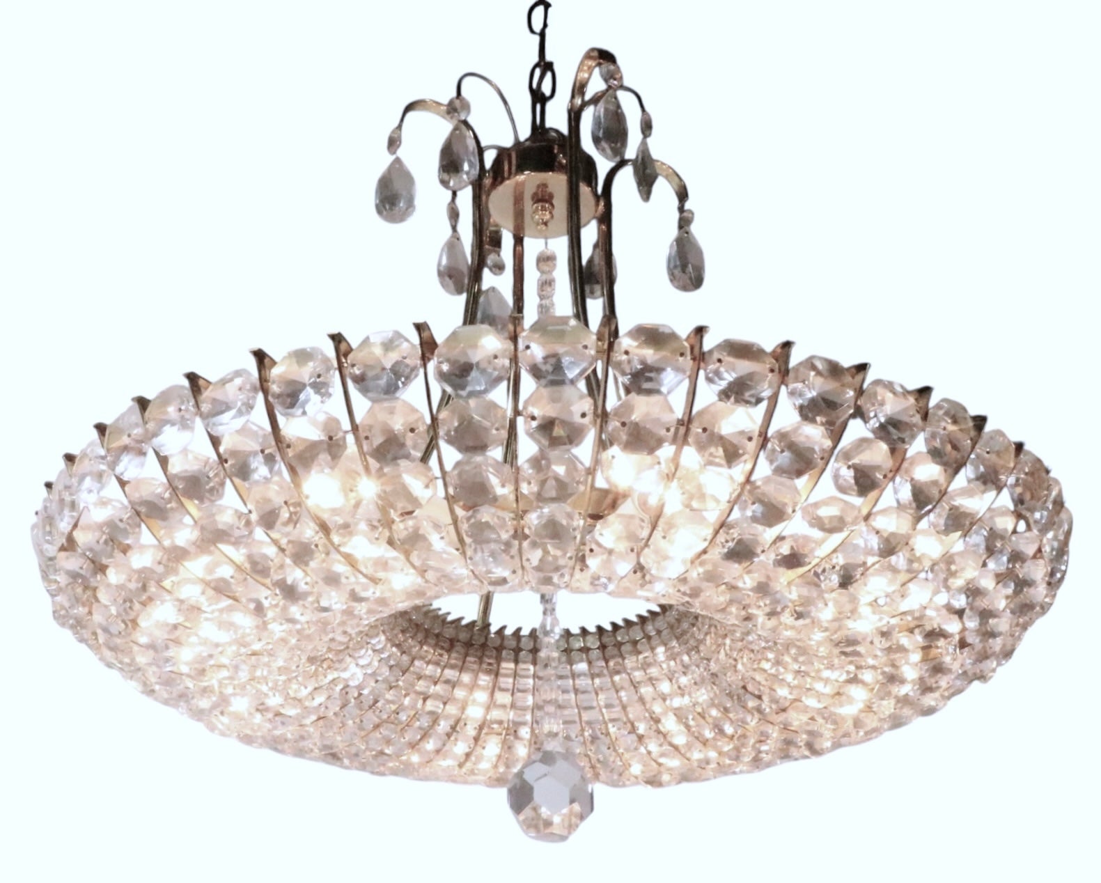 Lustre en verre et laiton attribué à A.I.L.C. c. 1960's en vente