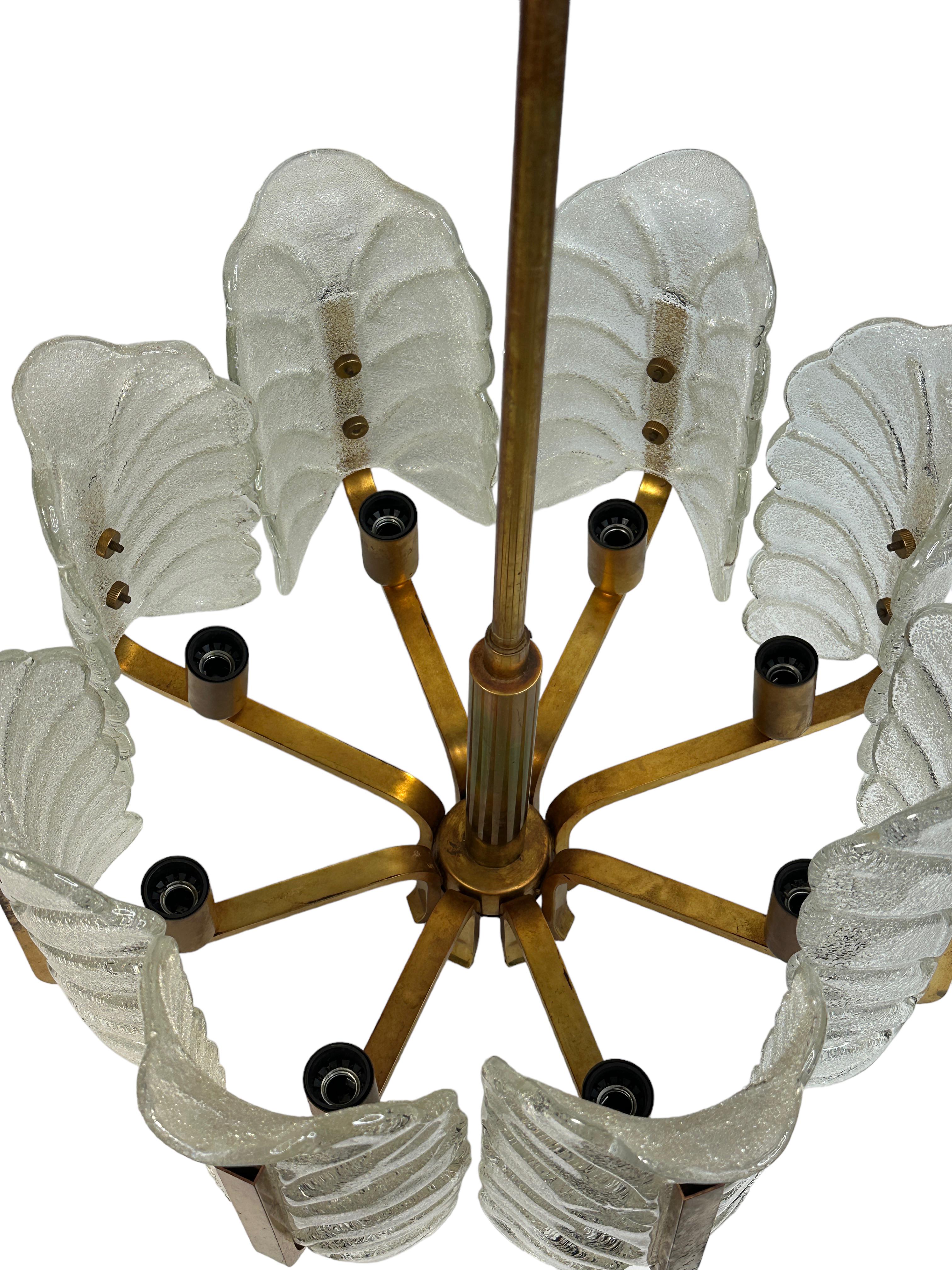 Glass and Brass Chandelier by Carl Fagerlund for Orrefors, Sweden 1960s 1