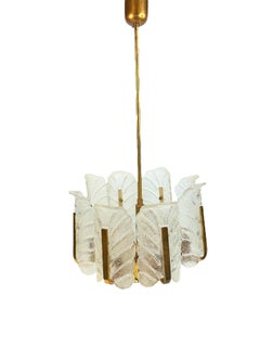Glass and Brass Chandelier by Carl Fagerlund for Orrefors, Sweden 1960s