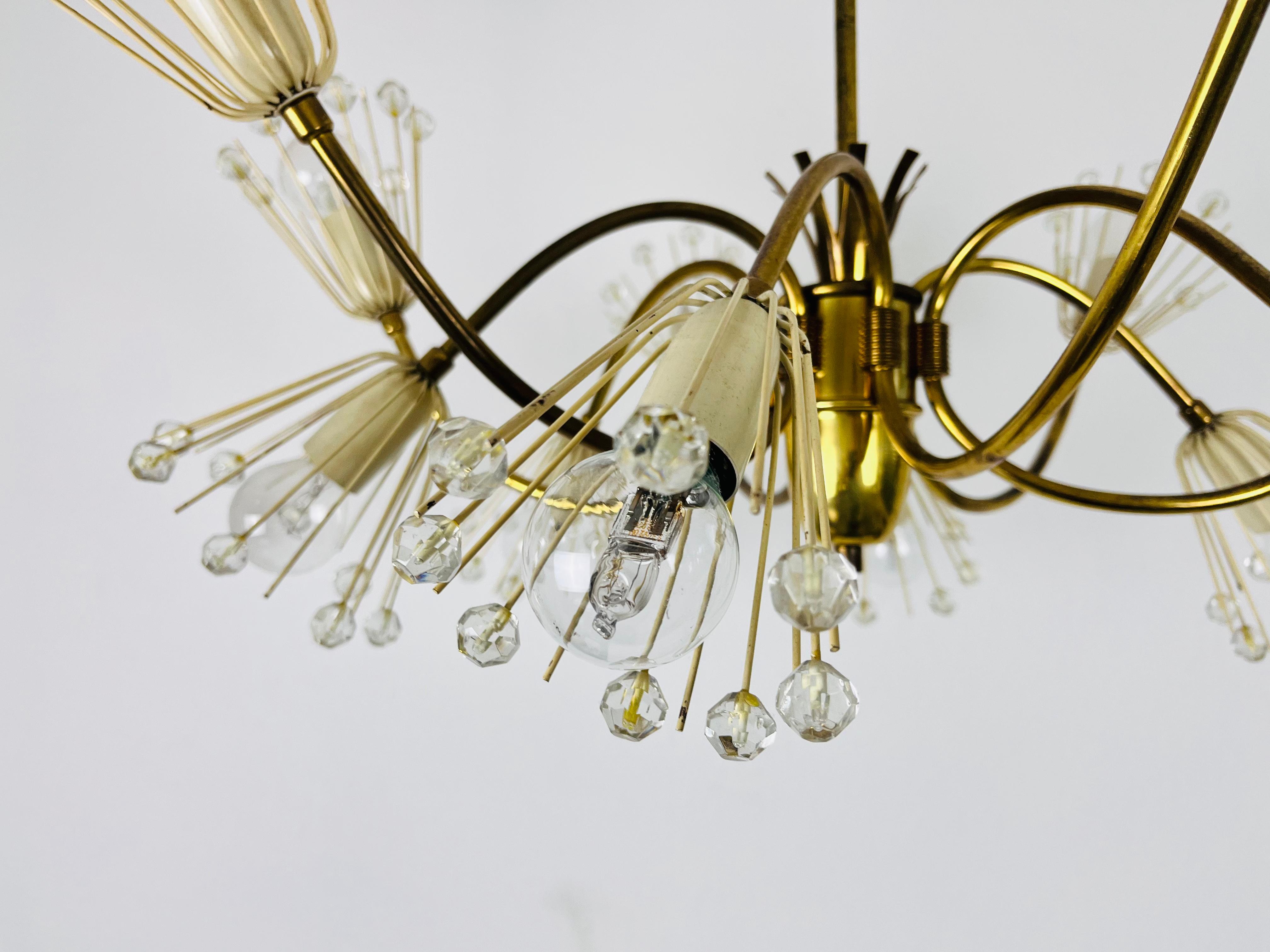 Glass and Brass Chandelier by Emil Stejnar for Rupert Nikoll, 1960s For Sale 5