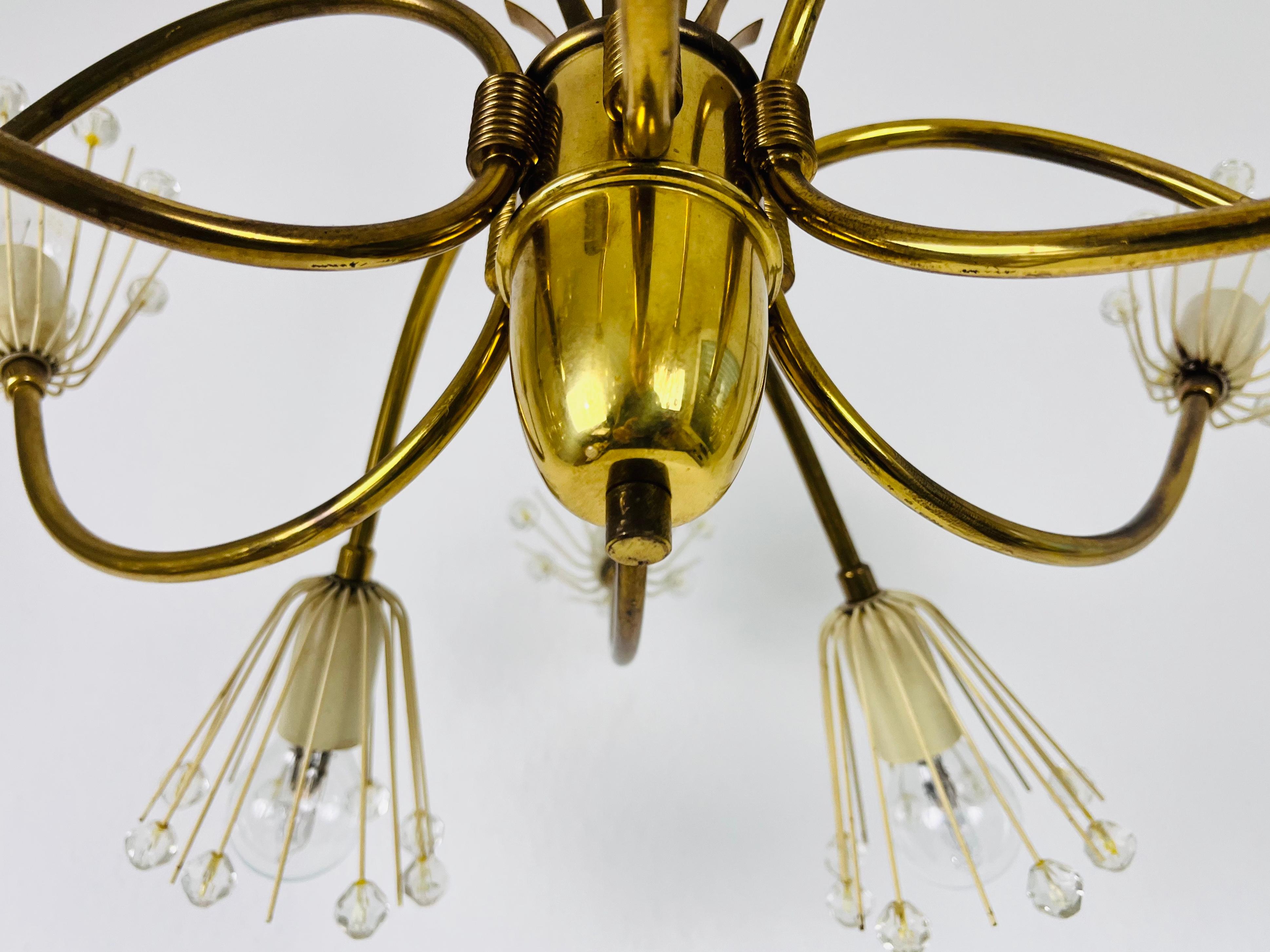 Glass and Brass Chandelier by Emil Stejnar for Rupert Nikoll, 1960s For Sale 6