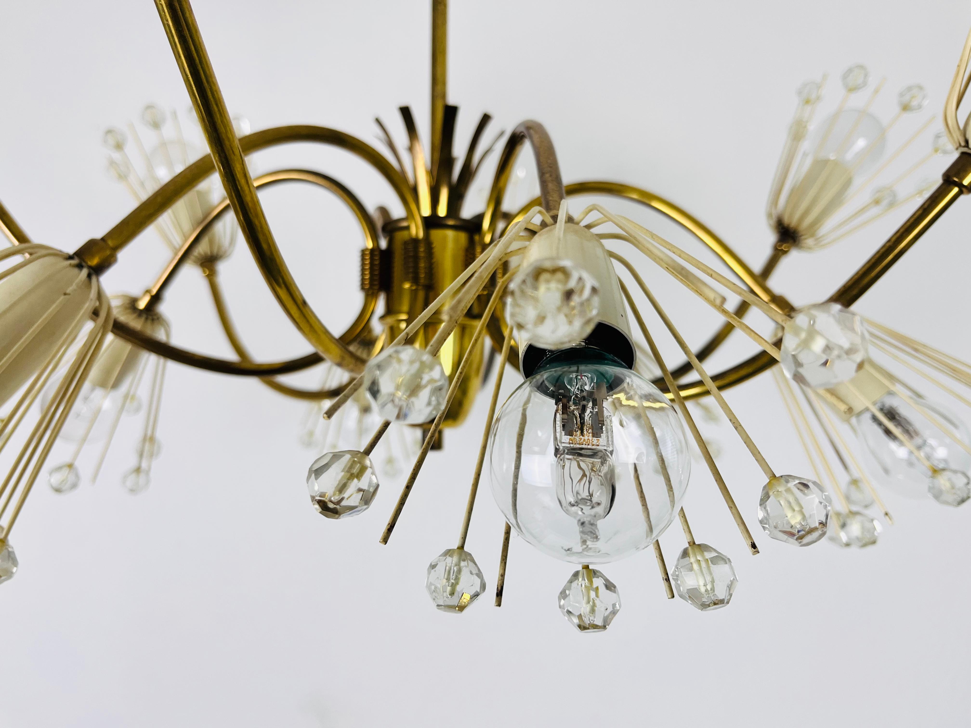 Glass and Brass Chandelier by Emil Stejnar for Rupert Nikoll, 1960s For Sale 7