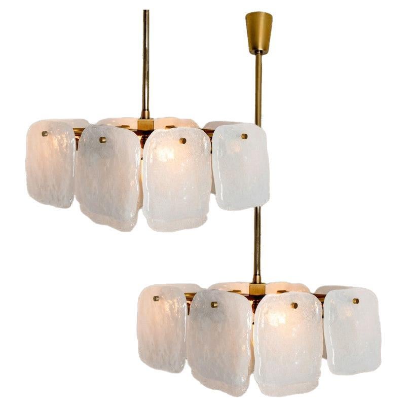 Lampadario in vetro e ottone disegnato da J.T. Kalmar, Austria, anni '60