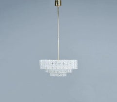 Glass and Brass Chandelier from Doria Leuchten, 1960s