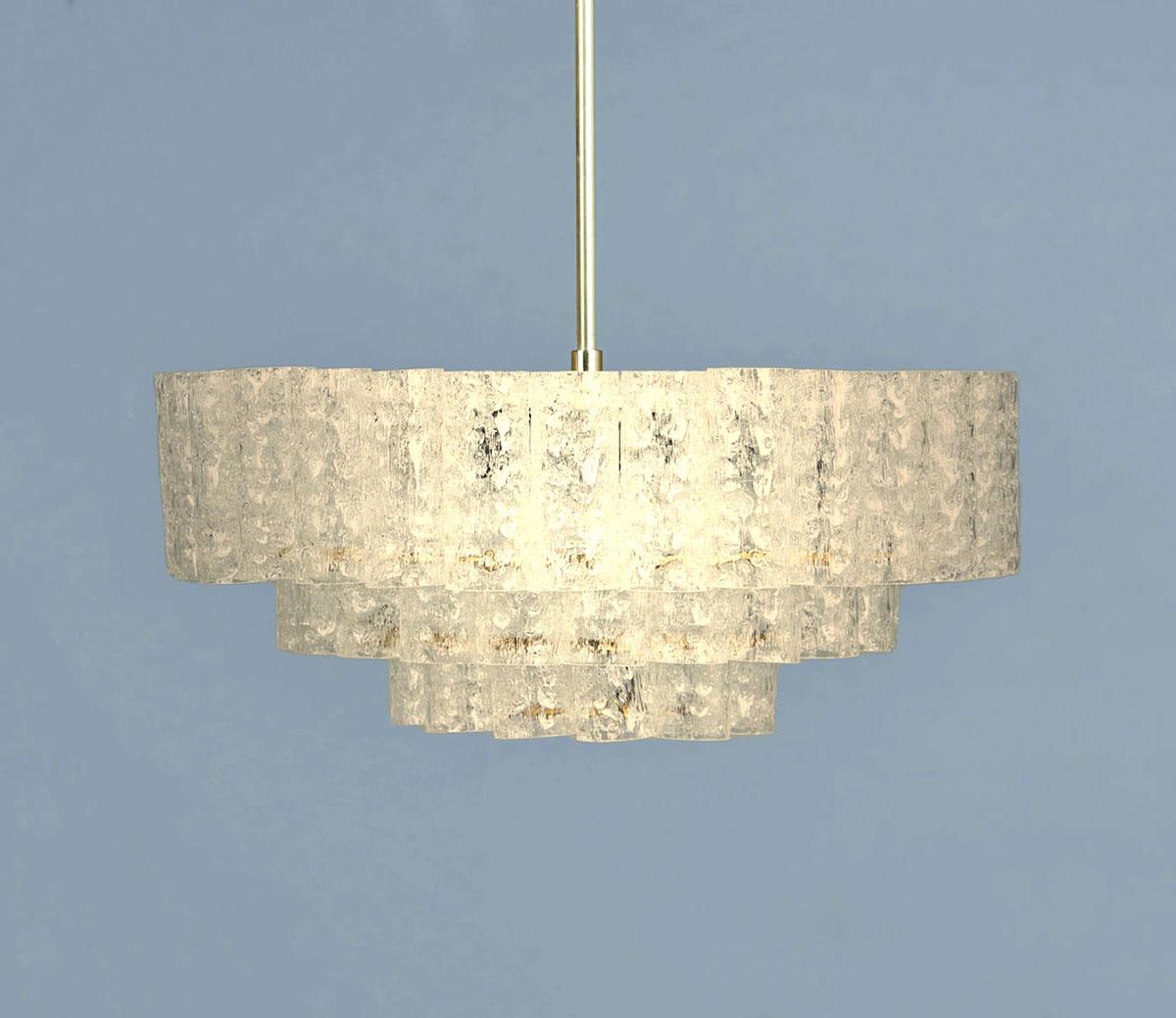 Glass and Brass Chandelier from Doria Leuchten, 1960s In Good Condition For Sale In HEILOO, NL