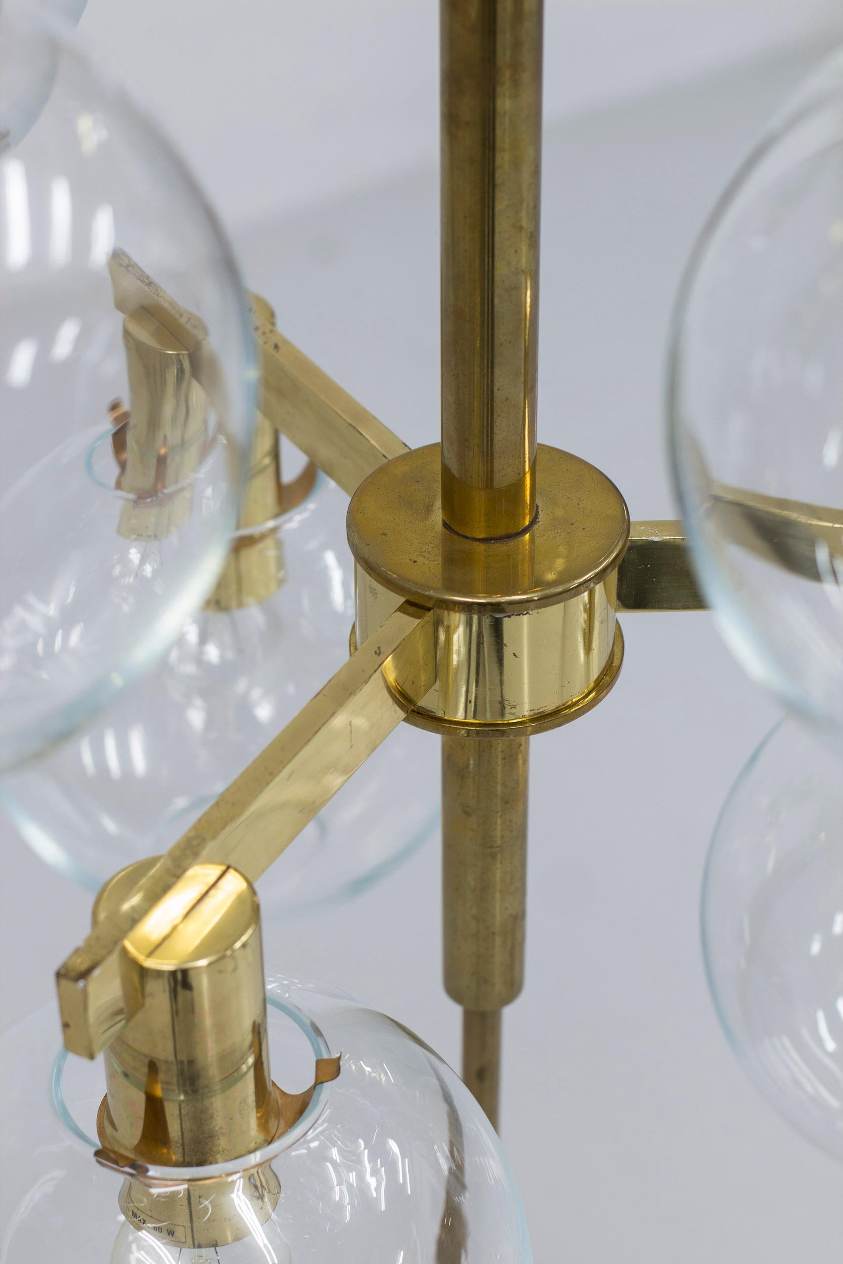 Glass and brass chandelier 