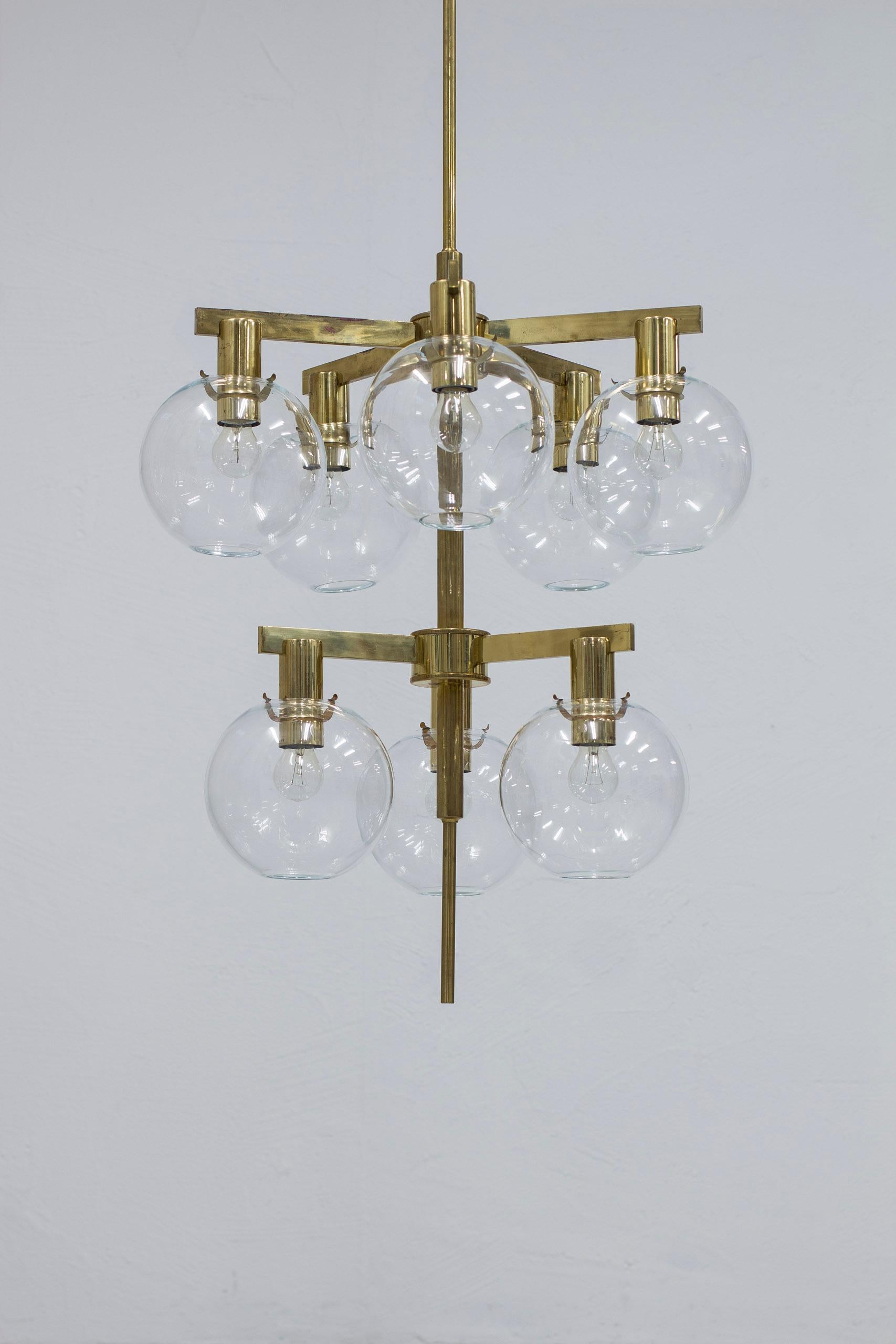 Glass and brass chandelier 