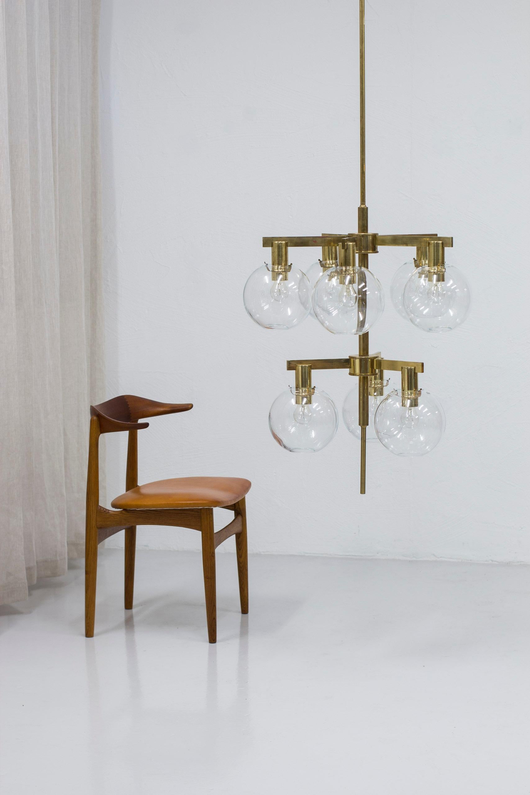 Swedish Glass and brass chandelier 