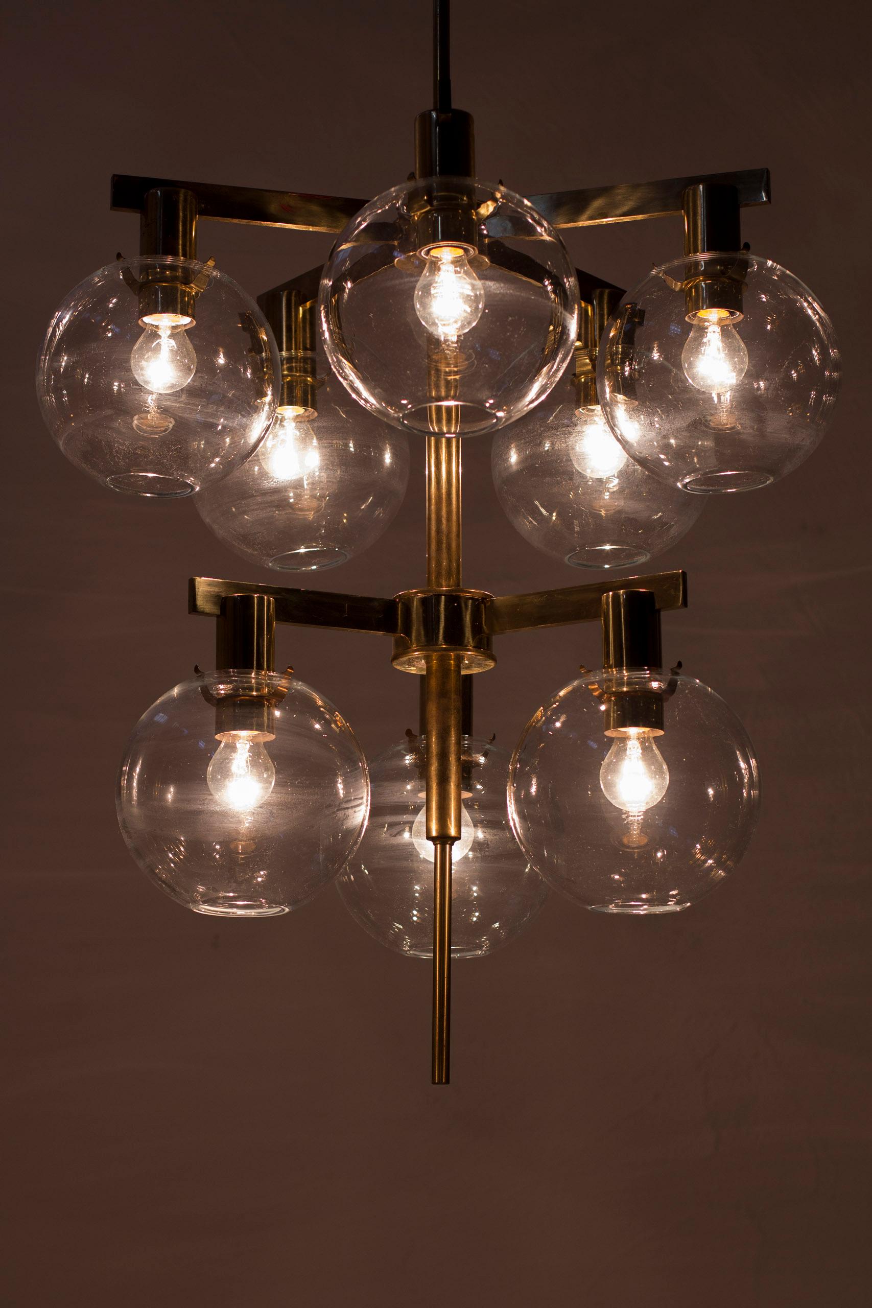 Glass and brass chandelier 