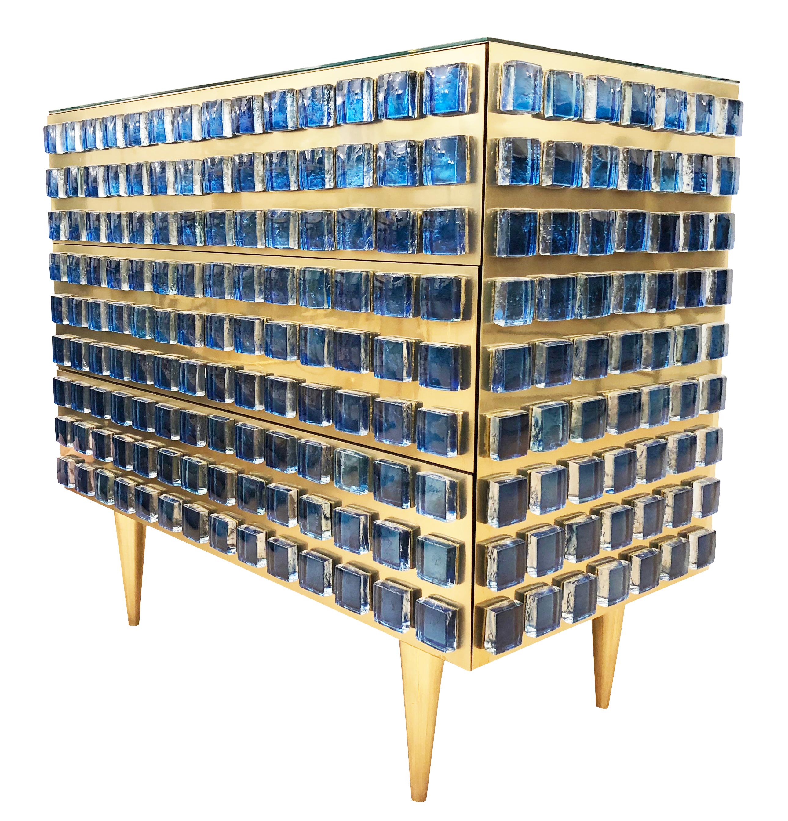 Italian Glass and Brass Chest or Cabinet by Interno 43 for Gaspare Asaro