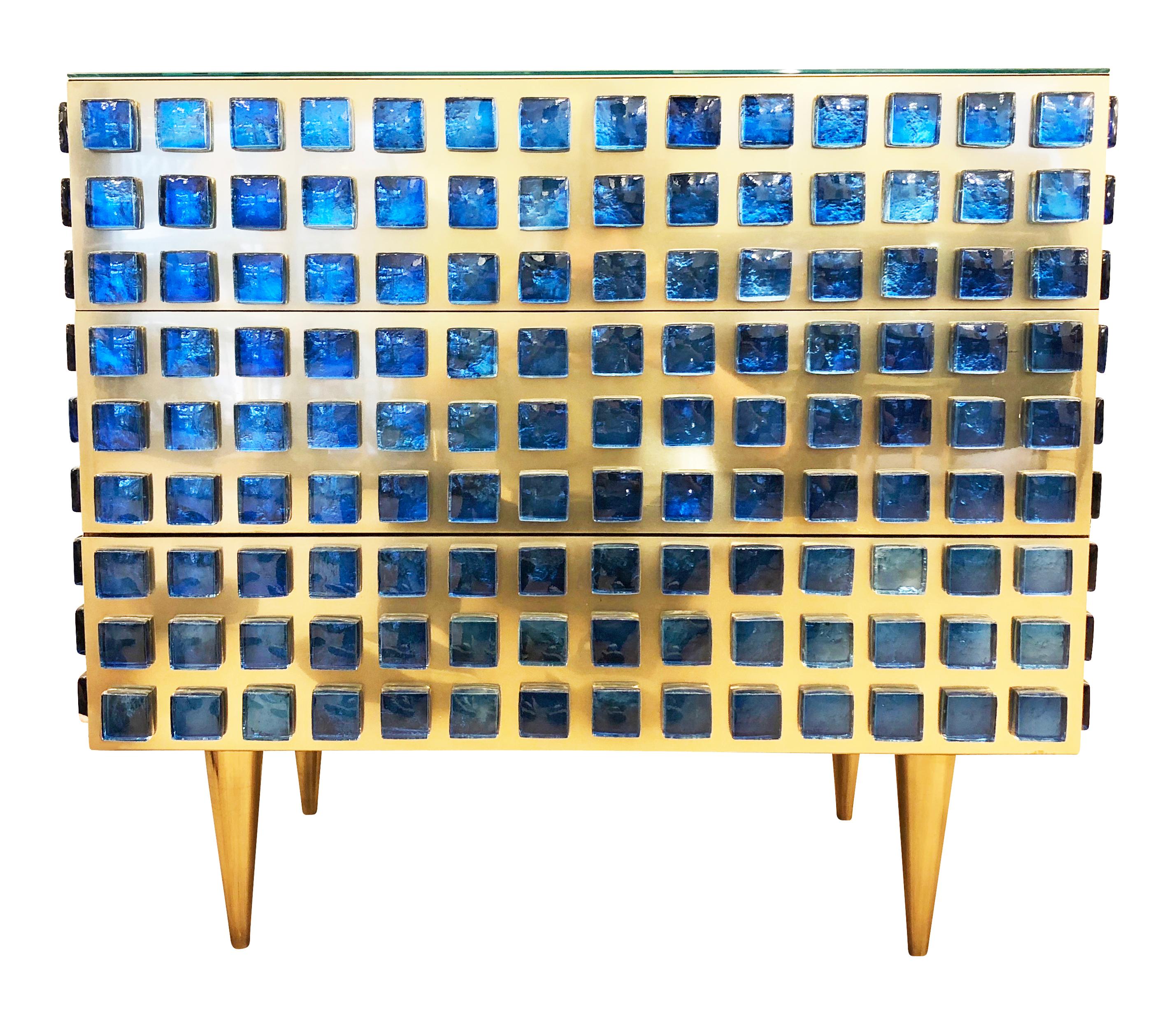 Glass and Brass Chest or Cabinet by Interno 43 for Gaspare Asaro In New Condition In New York, NY