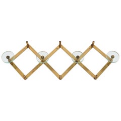 Glass and Brass Coat Hooks, Italy, circa 1950 Glass and Brass Coat Hooks, Italy, circa 1950
