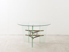 Glass and Brass Coffee or Smoking Table Attributed to Luigi Brusotti