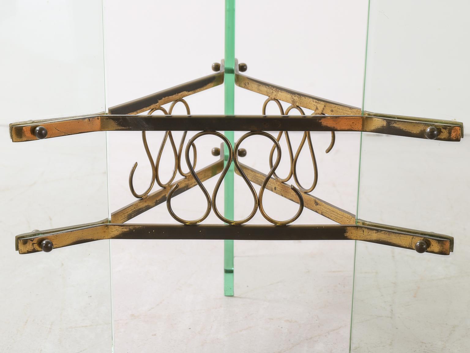 20th Century Glass and Brass Coffee or Smoking Table Attributed to Luigi Brusotti For Sale