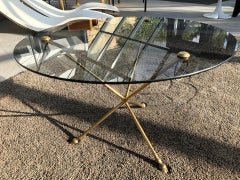 Glass and Brass Coffee Table 1970 in the Style of Maison Jansen