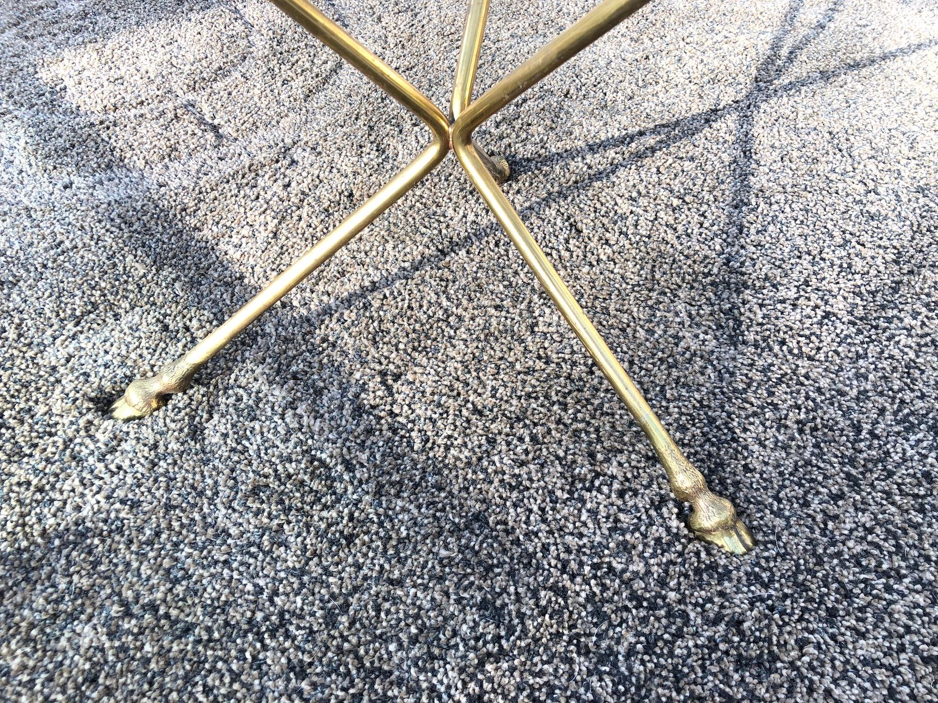 Glass and Brass Coffee Table 1970 in the Style of Maison Jansen For Sale 1