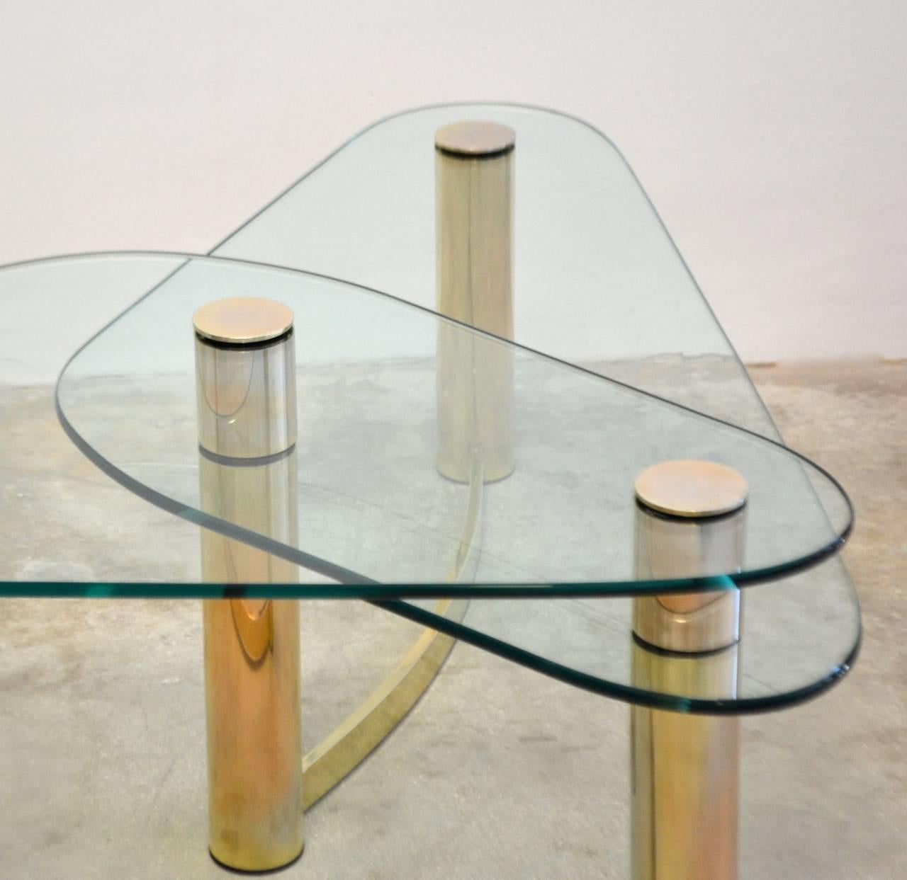 Late 20th Century Glass and Brass Coffee Table For Sale