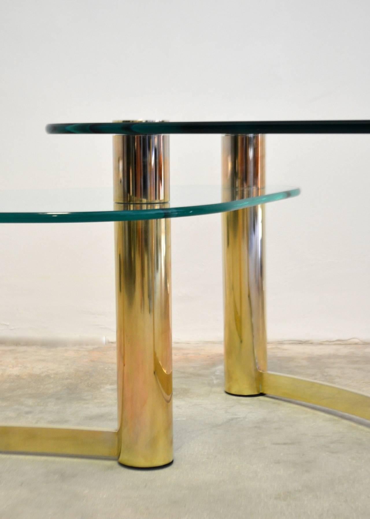 Glass and Brass Coffee Table For Sale 2