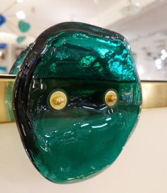 Zeitgenössischer Spiegel aus Glas und Messing, belgische Kreation von Jacques Nonnon