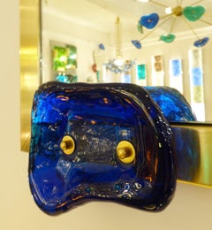 Zeitgenössischer Spiegel aus Glas und Messing, belgische Kreation von Jacques Nonnon