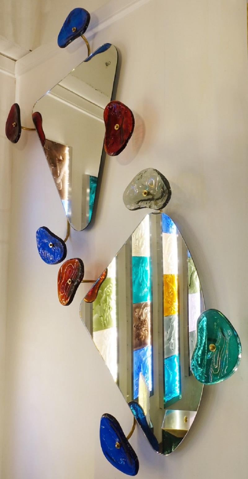 Zeitgenössischer Spiegel aus Glas und Messing, belgische Kreation von Jacques Nonnon (21. Jahrhundert und zeitgenössisch) im Angebot