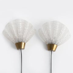 Glass and Brass 'Coquille' Wall Lights from ASEA / 1940s