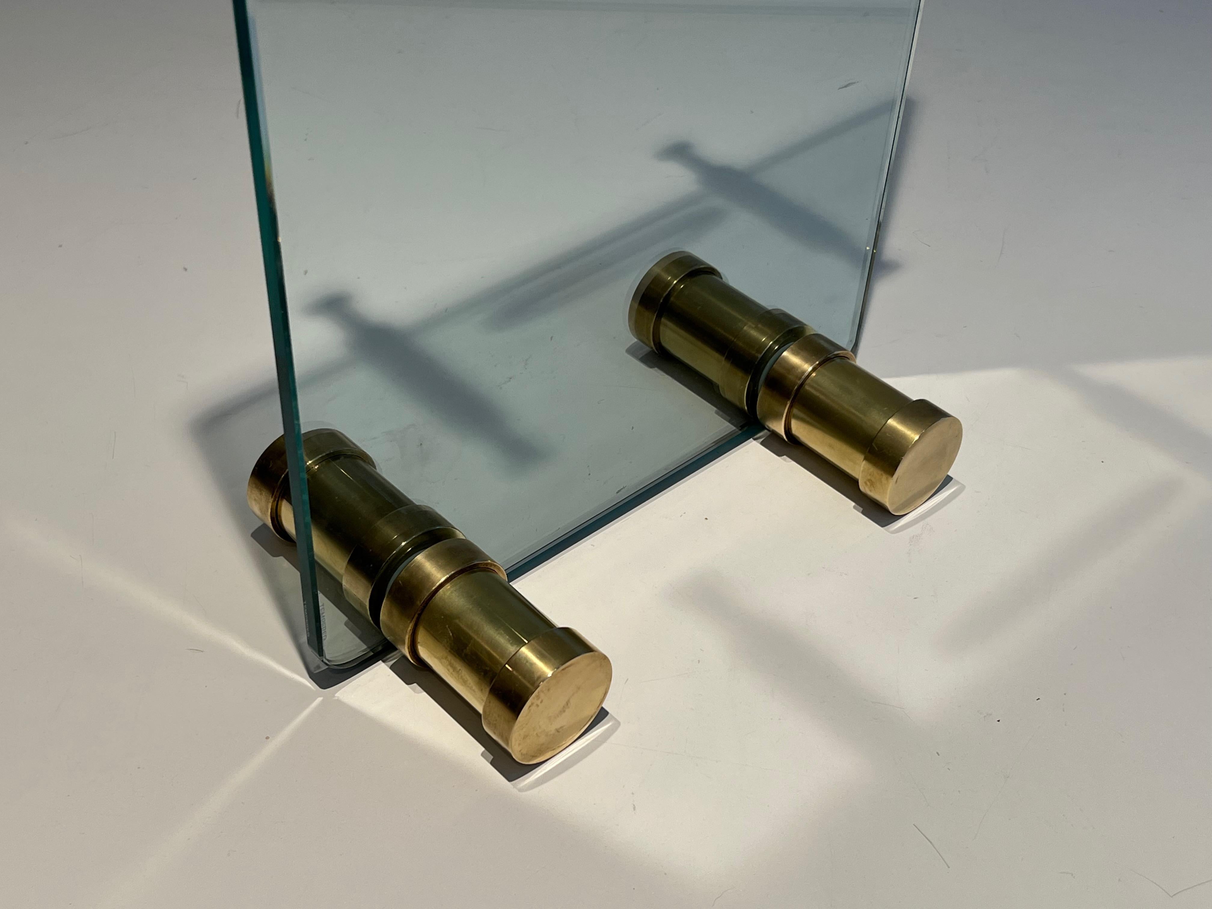Glass and Brass Design Fireplace Tools For Sale 5