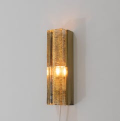 Glass and Brass Double Atlantic Wall Lamp by Vitrika in Gold, 1970s