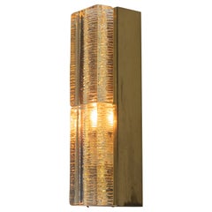 Vintage Glass and Brass Double Atlantic Wall Lamp by Vitrika in Gold, 1970s