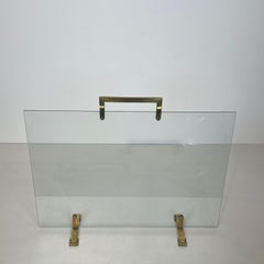 Glass and Brass Fireplace Screen