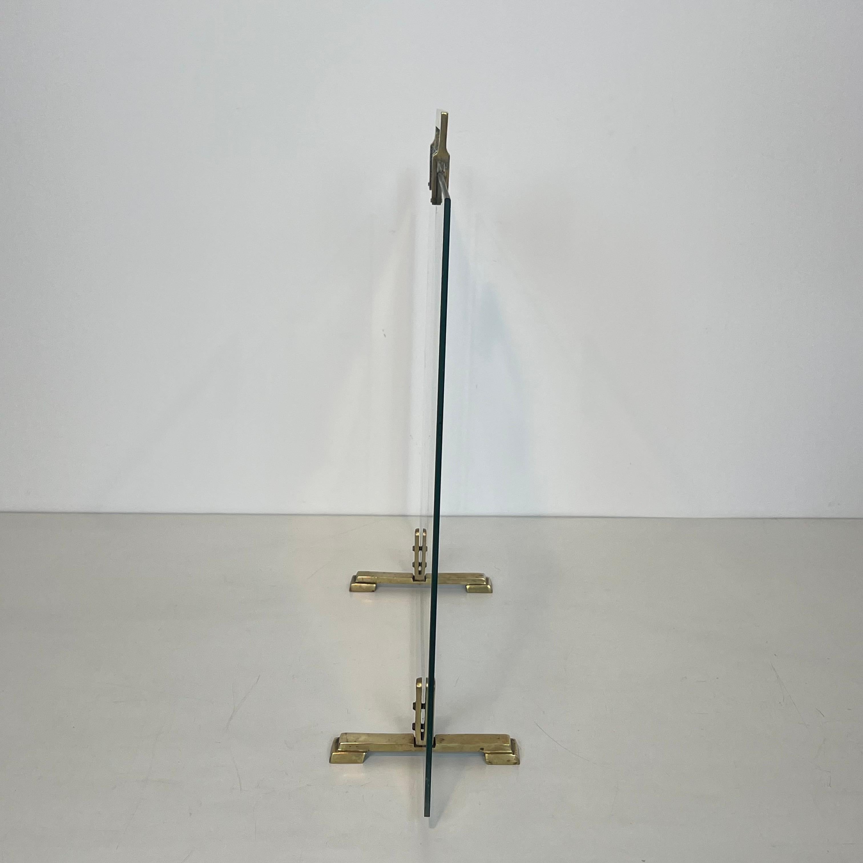 Francese Paravento per caminetto in vetro e ottone in vendita