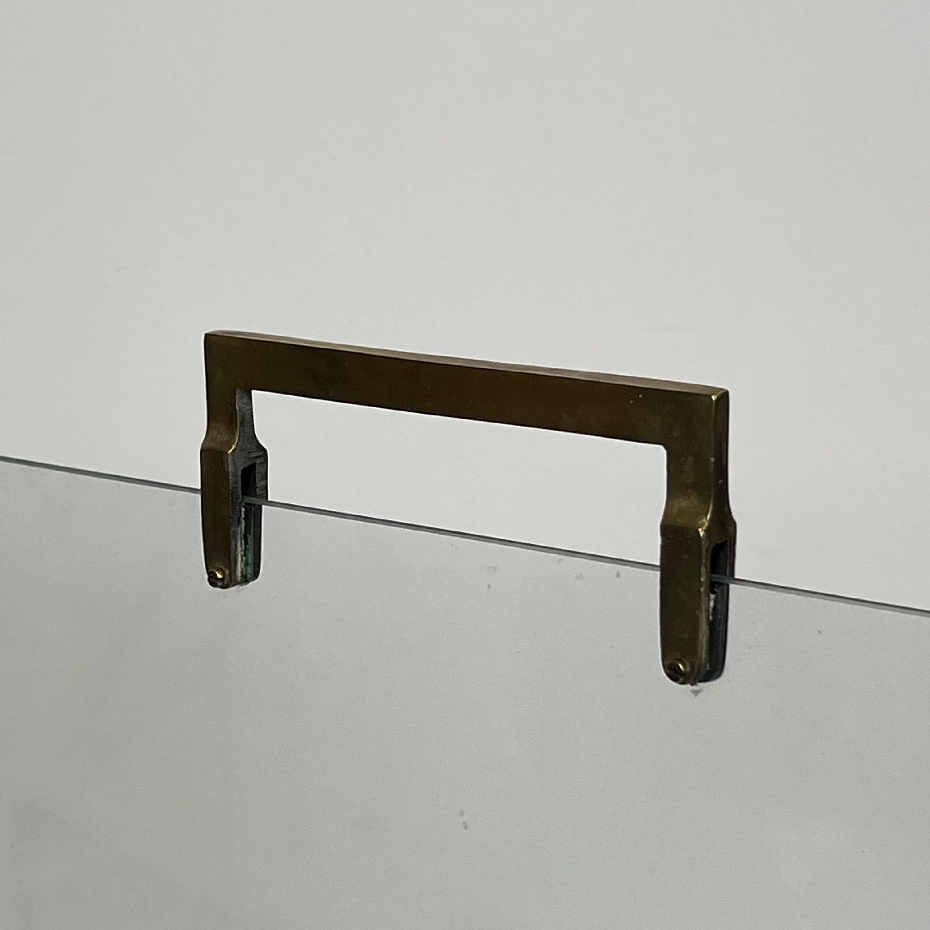 Ottone Paravento per caminetto in vetro e ottone in vendita