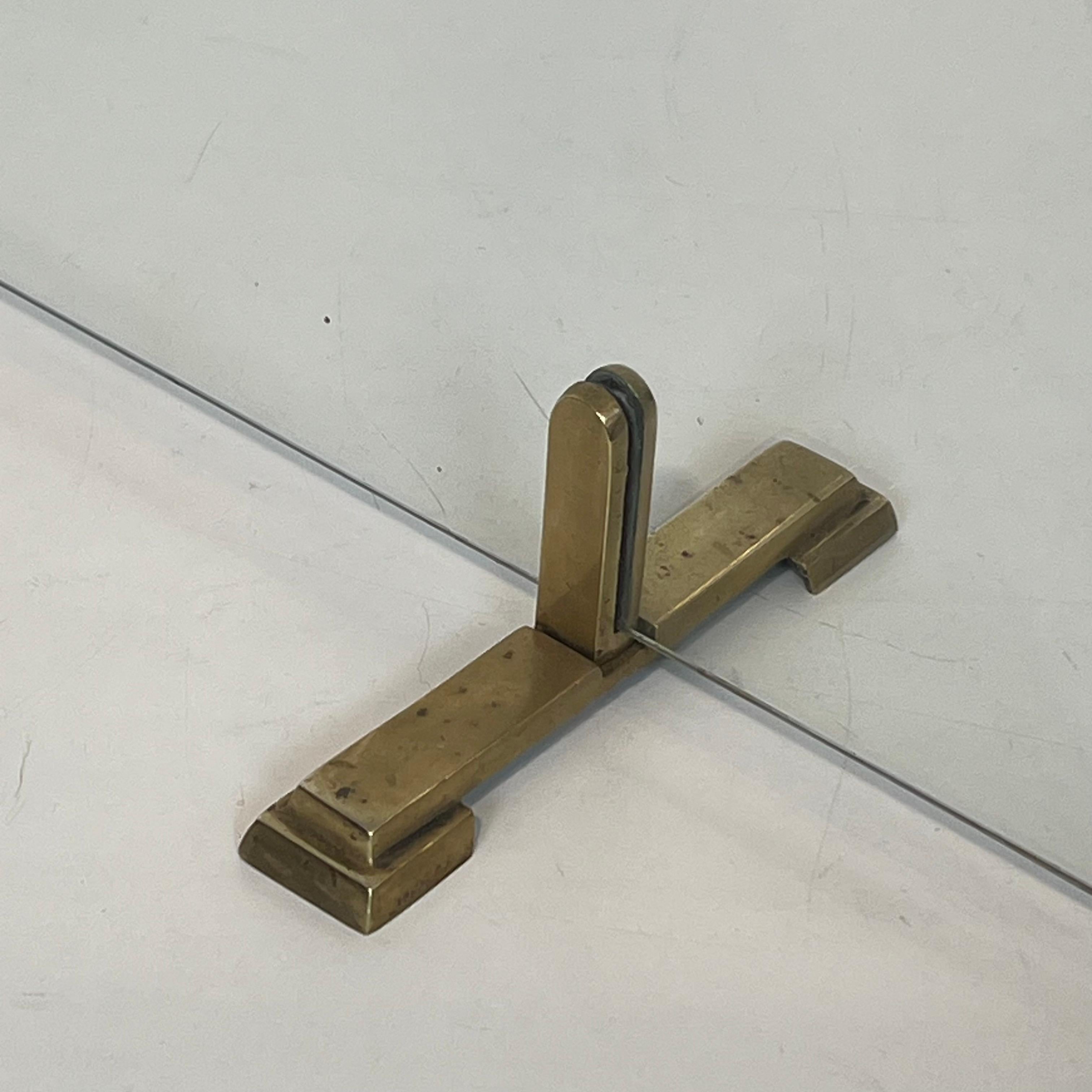 Paravento per caminetto in vetro e ottone in vendita 2