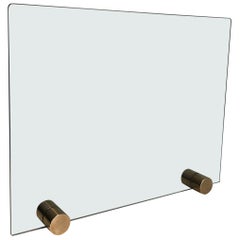 Glass and Brass Fireplace Screen